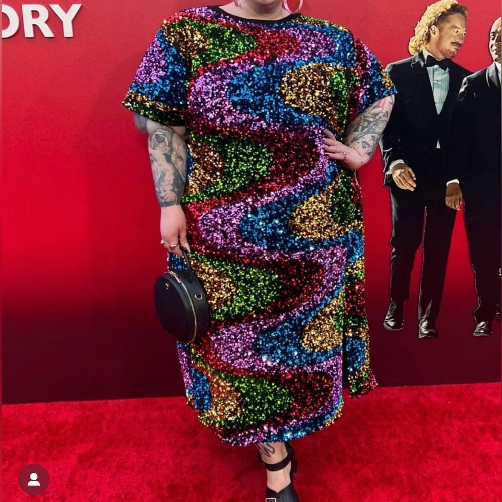 Rainbow Carnival Sequin Midi Dress - Picture 2 of 4